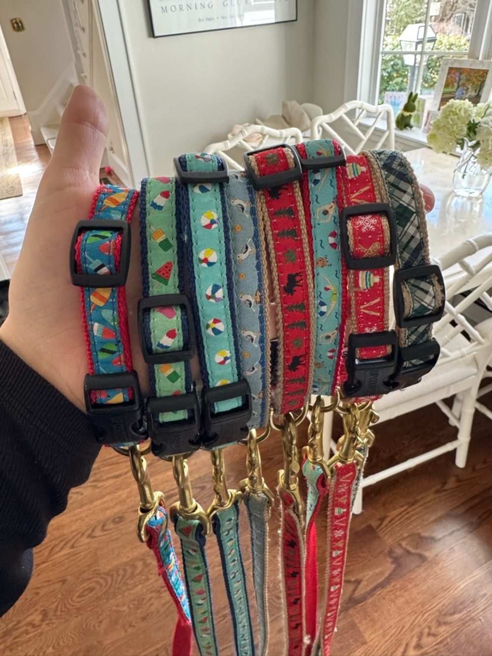 Upcountry Colorful Patterned Dog Collars and Leashes Set